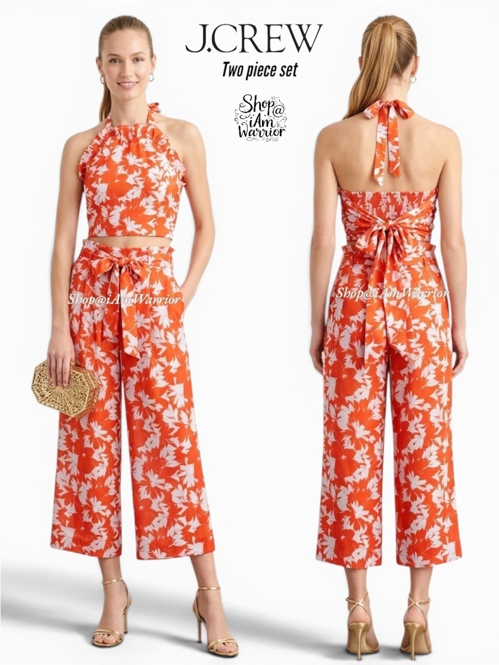 J.Crew NWT 2-pc floral halter & matching pant set *shop@iamwarrior